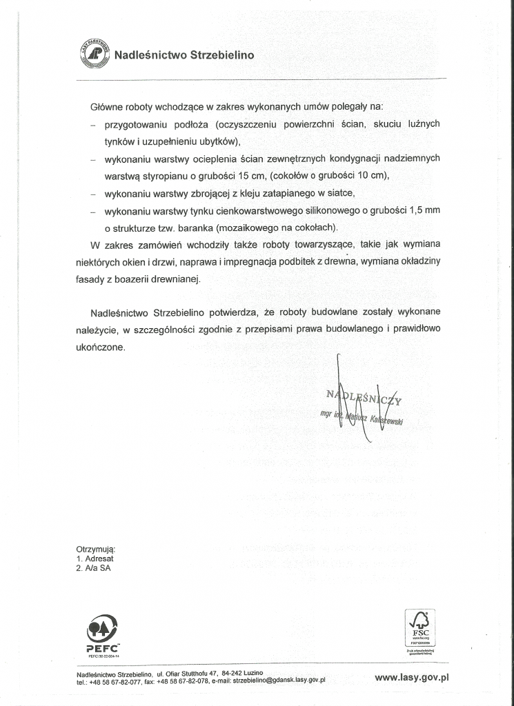 List referencyjny — klient ARKO-BUD